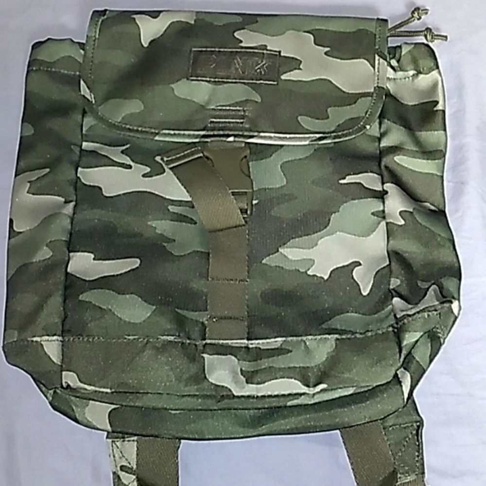 NWT Victoria's Secret PINK camo mini backpack green